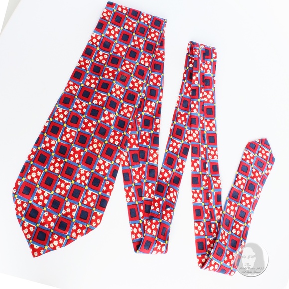 KENZO Silk Tie Mens Necktie Abstract Geometric Floral Print Made in Italy - Picture 2 of 7